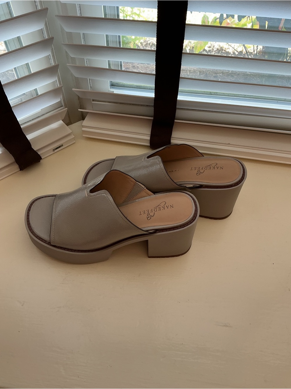 Naked Feet Taupe Leather Open-Toe Platform Sandals